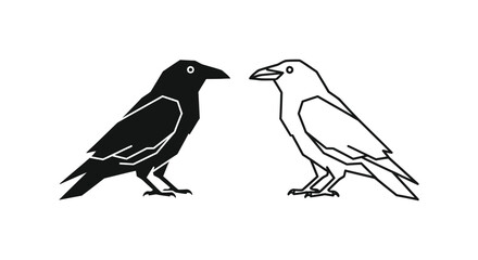 Obraz premium BlackAndWhiteCrowsCompareIllustration Vector
