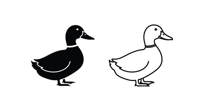 Duck Male Female Pair Silhouette Design Vector Art Vector