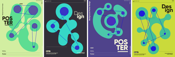 Obraz na płótnie Canvas Modern abstract poster designs featuring bold geometric shapes and vibrant colors.