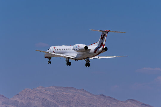 Harry Reid Airport 8-30-25 Las Vegas, NV USAJSX Airlines Embraer ERJ-145 N249JX arrival into Harry Reid Intl Airport.