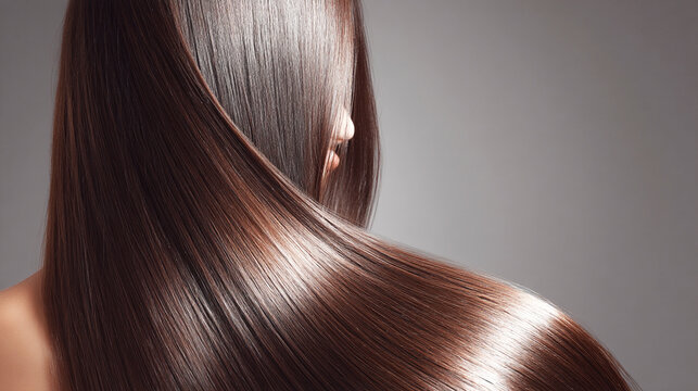 艶やかで光沢のあるストレートロングヘアの女性
