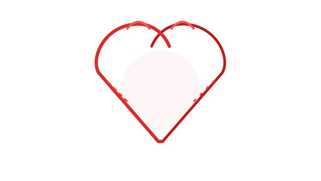 A red heart with a black outline