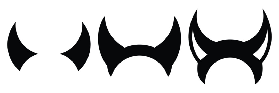 devil horns silhouette set vector illustration