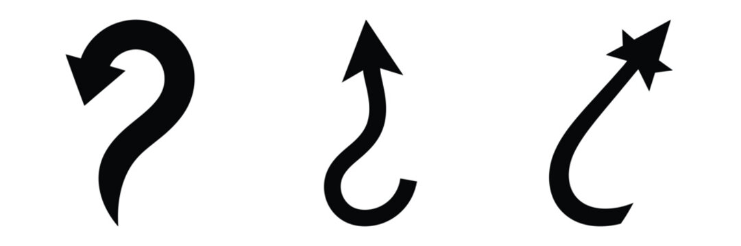 devil tail silhouette set vector illustration