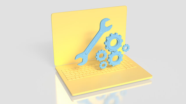 Computer Maintenance Technical Support and System Repair Concept 3d render.