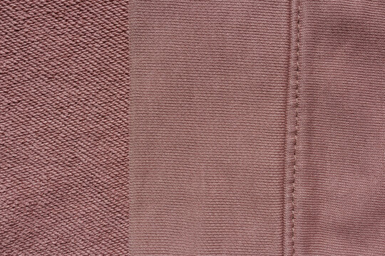 Close up of sweatshirt fabric French terry loopback knit showing right and wrong sides seam detail cotton футер петелька texture for sewing