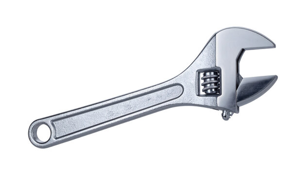 A versatile metallic silver adjustable spanner tool, also known as a monkey wrench, essential for various mechanical work and home repairs, photographed in a professional studio&nbsp;