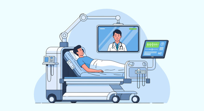 Patient receiving remote medical consultation via advanced technology 1.