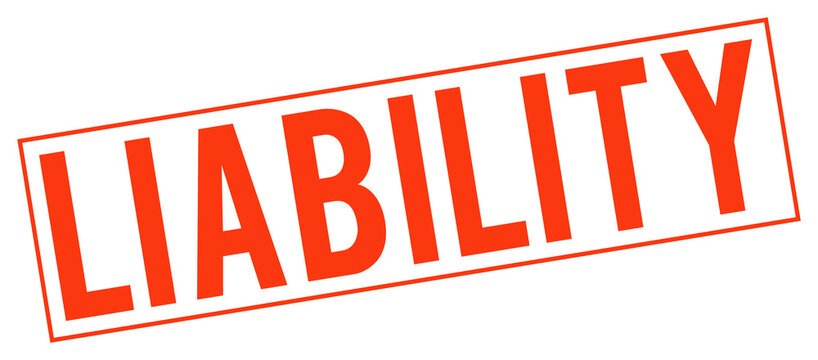 Red liability stamp text on transparent background