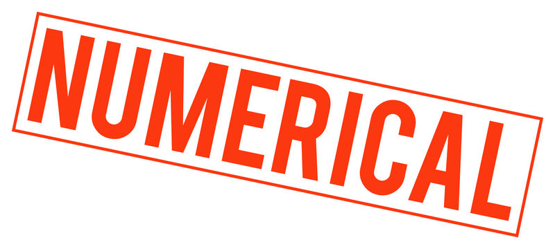 Red numerical stamp with rectangular border on transparent background