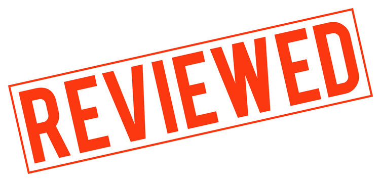 Red reviewed stamp on transparent background