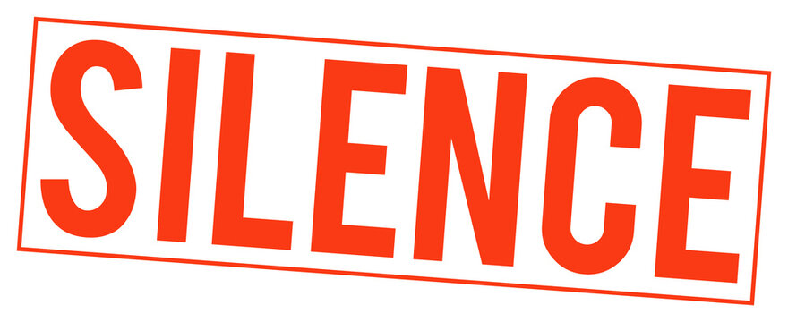 Large red silence stamp on transparent background