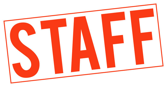 Large red staff sign with a thin red border on transparent background