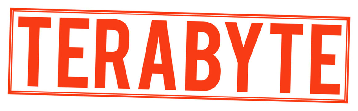 Large red terabyte text stamp on transparent background