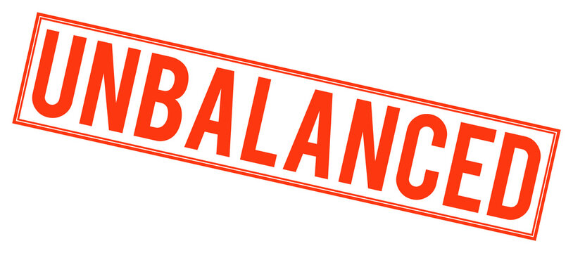 Red Unbalanced stamp or sticker on transparent background