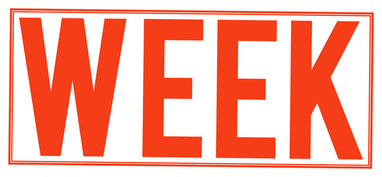 Red week stamp with double lined border on transparent background