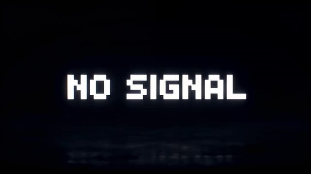 This captures a black screen with a 'NO SIGNAL' error message, indicating technical difficulties or a loss of connectivity, causing disruption and inconvenience.