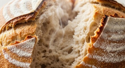 Fototapeta premium Freshly baked crusty bread with open crumb.