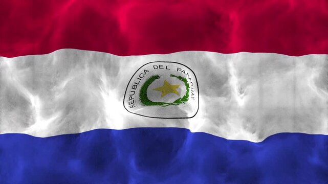 Close-up of Waving Paraguay Flag with High Quality Fabric Texture. 3D Rendered Paraguay Flag Waving in Slow Motion for Soccer Tournament