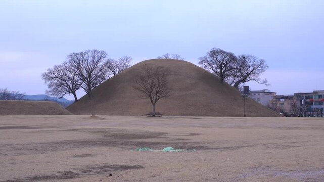 Large ancient burial mound in Gyeongju, South Korea