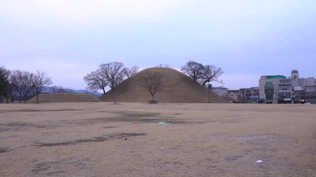 Large ancient burial mound in Gyeongju, South Korea