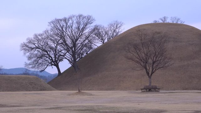 Large ancient burial mound in Gyeongju, South Korea