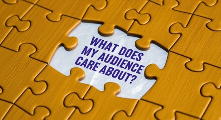 Fototapeta premium Puzzle missing piece revealing question about audience needs and preferences for business understanding