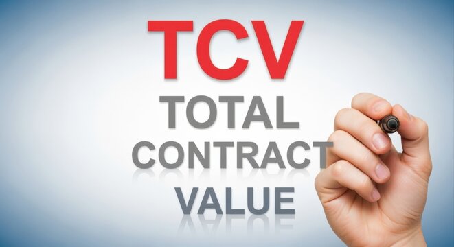 Hand writing Total Contract Value (TCV) acronym for business finance and sales strategy