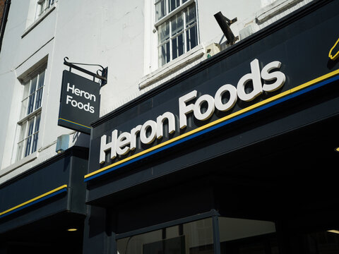 Beverley, England, United Kingdom, 1st April 2026, Heron Foods shopfront and branding