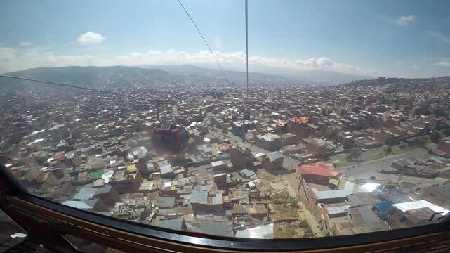 La paz bolivia cityscape view from cable car gondola