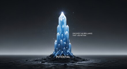 Glowing Crystal Structure on Dark Terrain