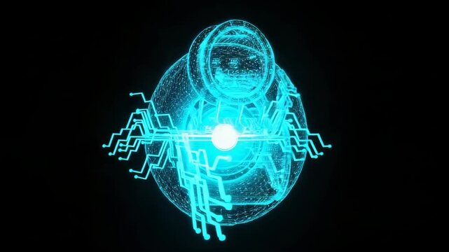 3d Rendered Model Of Engineering Turbine Component Glowing Blue With Connected Circuit Lines On Black Background Technology Engineering Concepts This Could Be Used For Web Design Dat