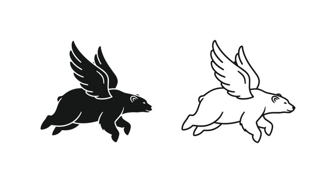 Flying Pigs Mythical Creatures Art Design Vector