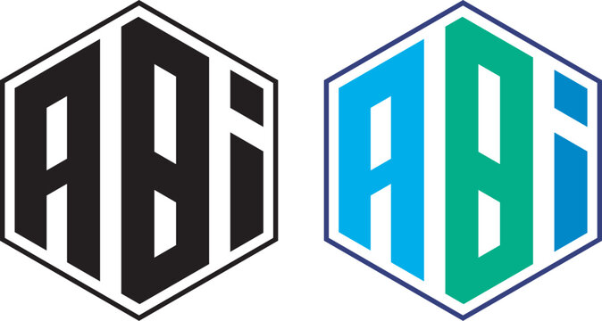 Hexagonal with letters A B G in black and color geometric