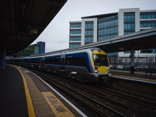 Naklejka premium Belfast, Northern Ireland, United Kingdon, 30th October 2025, Class 4000 at Lanyon Place railway Translink station