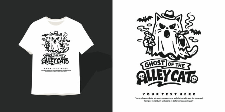 Ghost of the Alley Cat Cartoon T-Shirt Vector Design