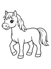 Fototapeta premium Cute Cartoon Horse Outline Illustration