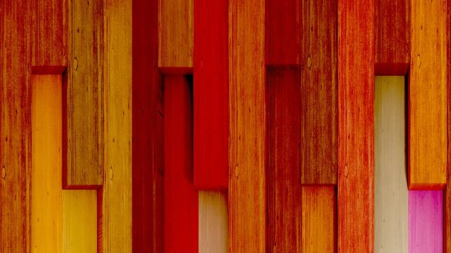 Abstract colorful wooden planks vertical motion background