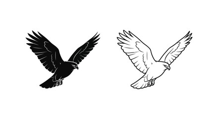 Obraz premium Symbolic Birds Raven Dove Vector Illustrations Vector