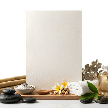 Spa treatment arrangement with blank space for text.