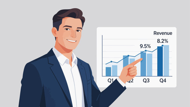 Businessman presenting revenue chart