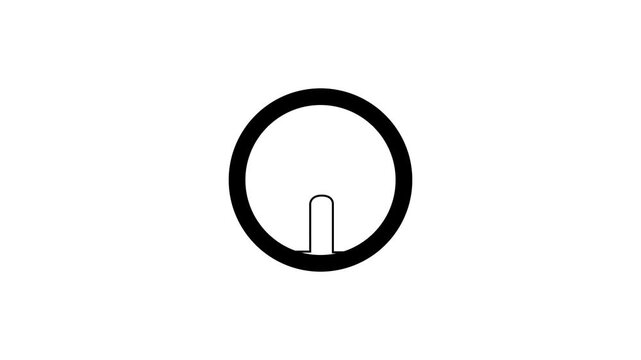 Animated circular target or sight icon with a downward arrow element in black and white for UI and navigation.