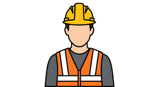 Construction worker avatar isolated on transparent background safety first