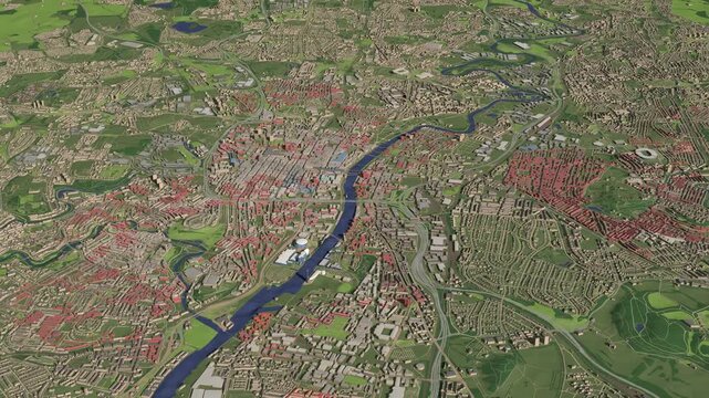 3D looped animation of city - Glasgow Scotland