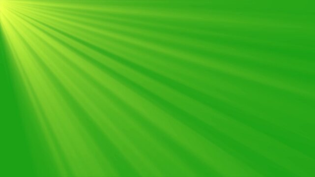 Top left side sun rays with green screen background. 4k sun rays or god bless rays moving smooth on green screen. flashing light effect. glowing Beams lights on stage with green screen background.