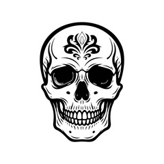 Obraz premium Decorative Skull Illustration with Floral Design.