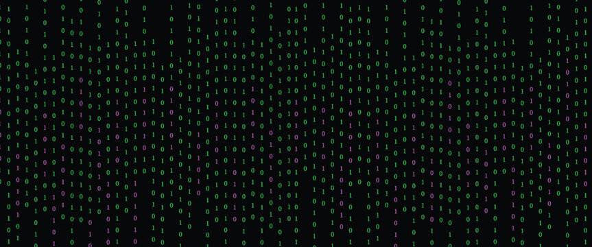 Digital background green matrix. Binary computer code. Vector Illustration. Hacker concept.