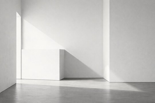Minimalist Interior with Strong Geometric Light Shadow and Pedestal for High Impact Product Display Background