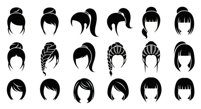 Collection of various hairstyle silhouettes.