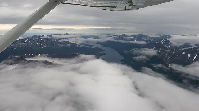 Alaska Katmai National Park overhead view from a float plane